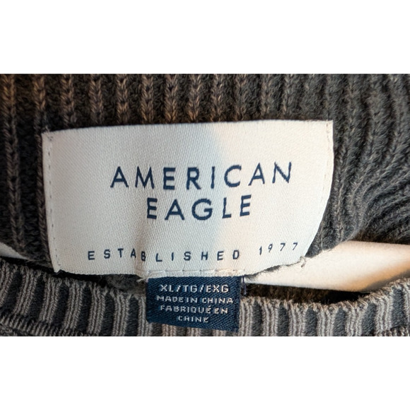 American Eagle Womens Gray Oversized Slouchy Ribbed Knit Crew Neck Sweater XL - Picture 6 of 9
